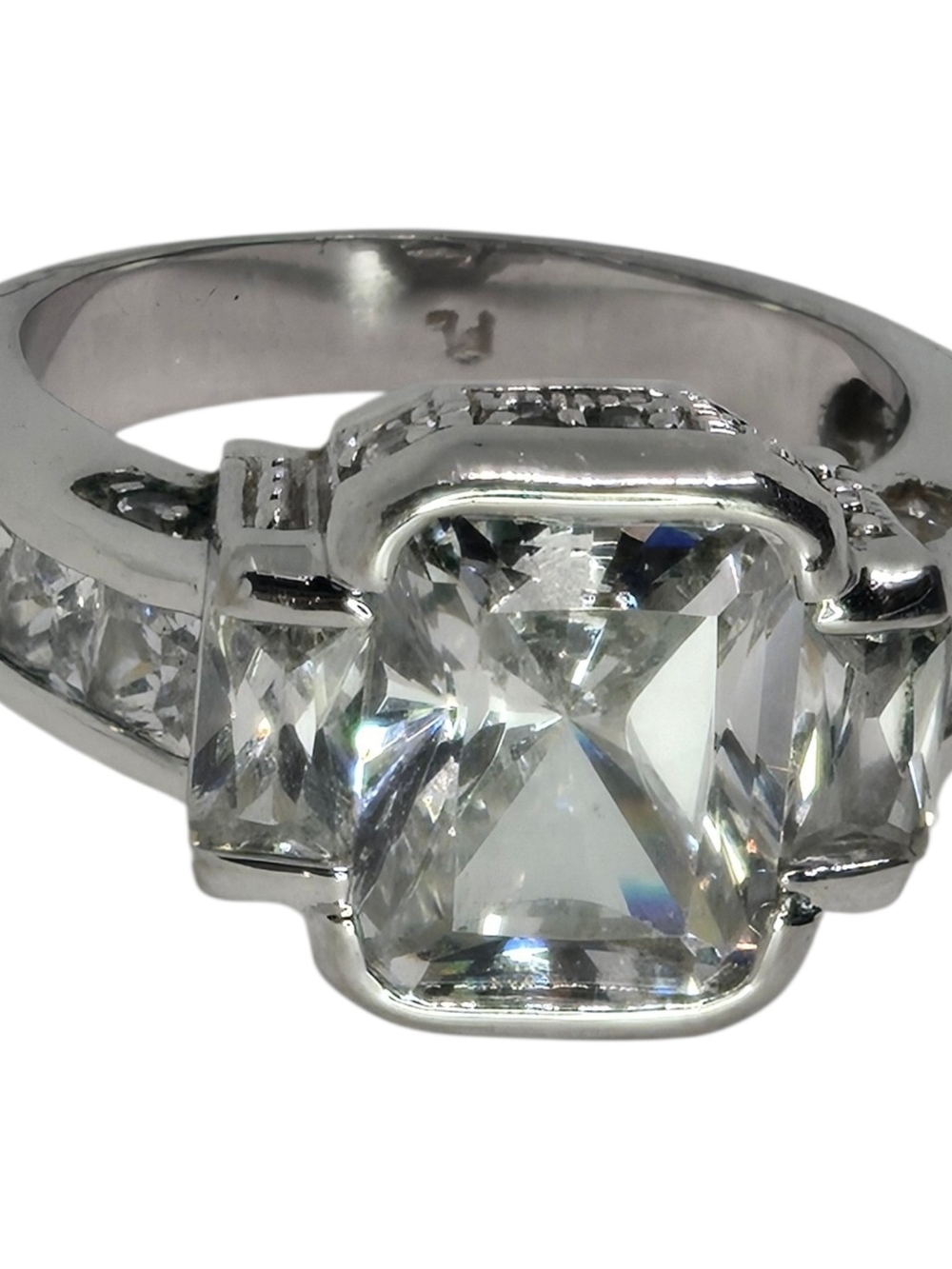 Park Lane Silver-Tone Ring with Clear Three-Stone CZ
